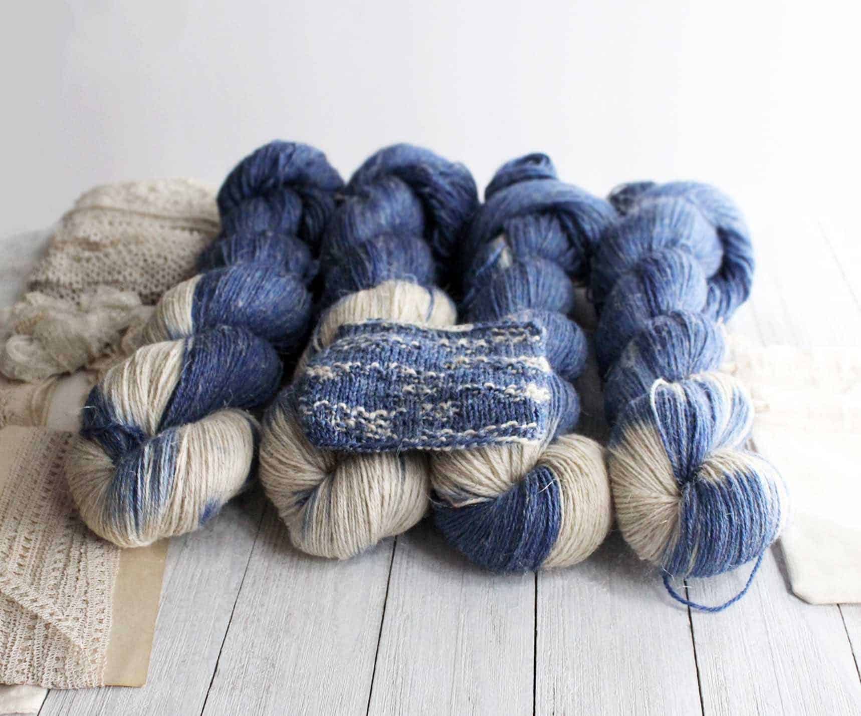 Wool linen Swoon Fibres Hand dyed yarn wool linen