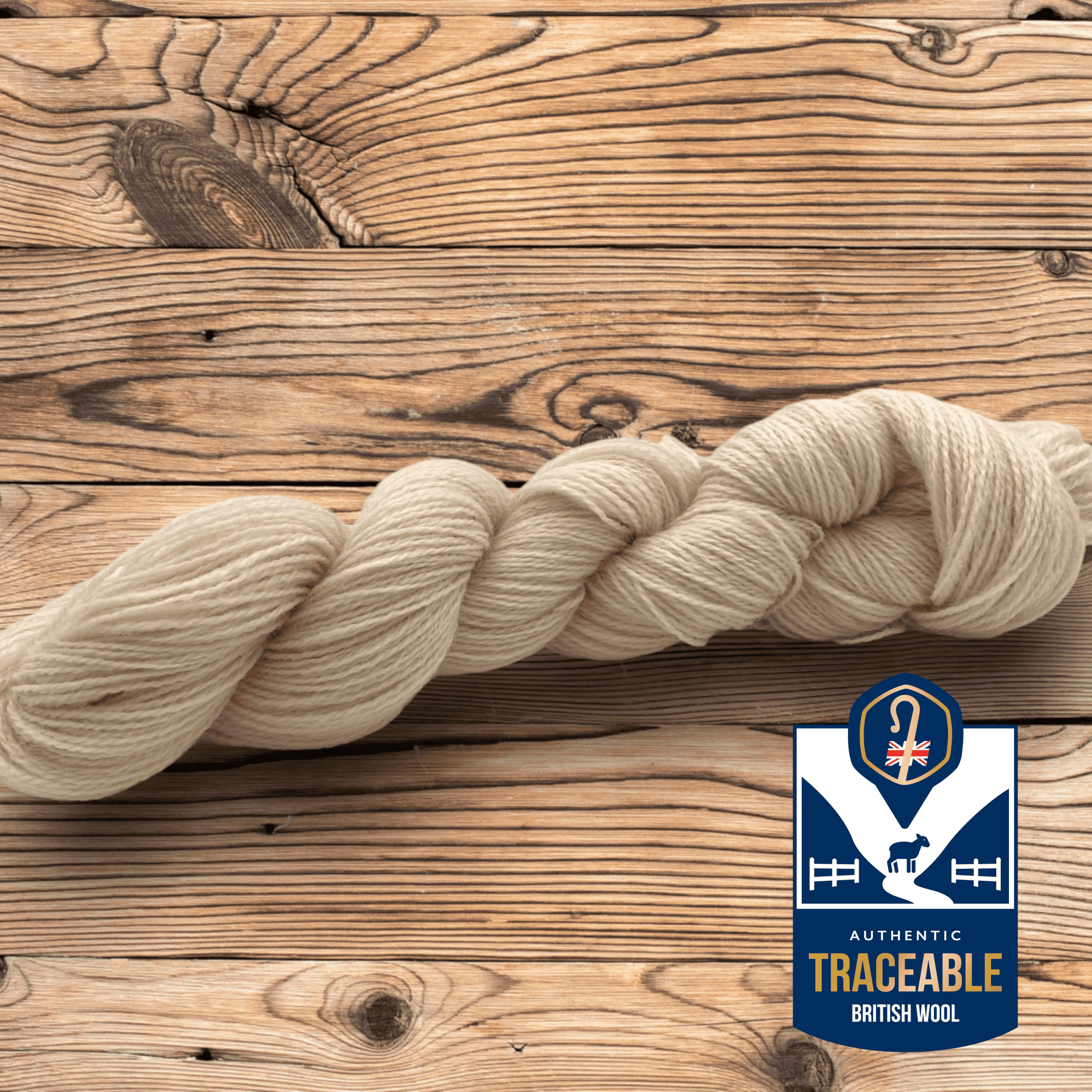 49197 Farm Traceable British Wool 4 Ply square with logo 49197 Farm Traceable British Wool 4 Ply square with logo