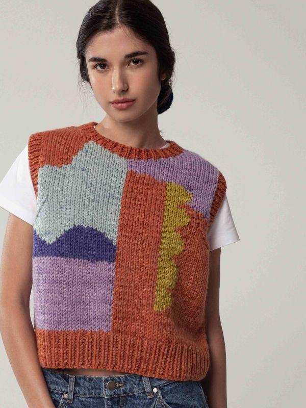 Manos del Uruguay Pierrot Vest Block Colour Vest Top